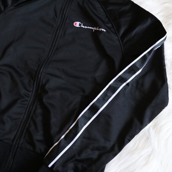 NWT Champion Black Stripe Logo Track Sports Jacket Size Small - Picture 4 of 7